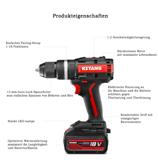 Keyang DM20BLA70C Akku-Schlagbohrschrauber